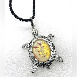 Handmade necklace NSN Turtle with hand painted glass dome
